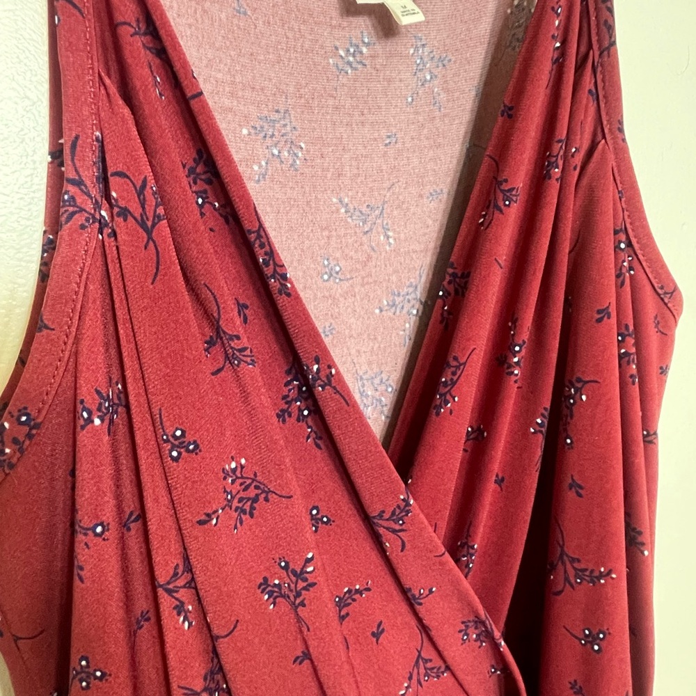 Red Floral Sleeveless Jumpsuit